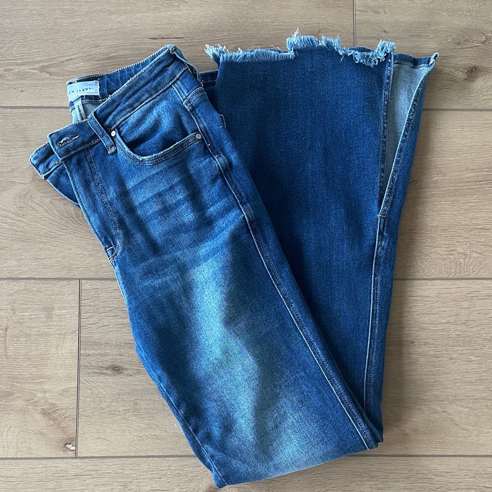 Risen High Rise Flare Leg Jeans